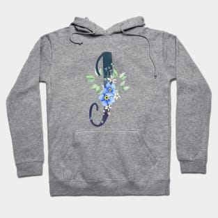 Floral Monogram J Wild Blue Flowers Hoodie